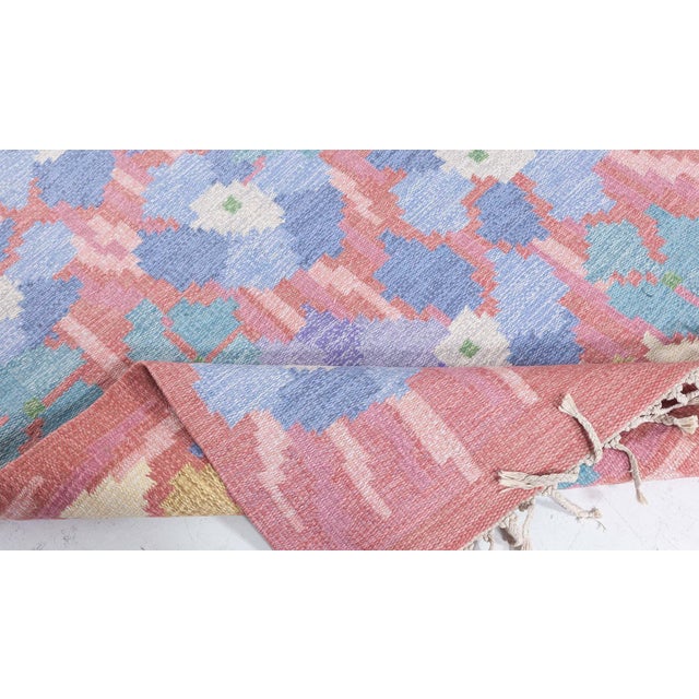 Vintage Swedish Flat-Weave Rug in Floral Design Doris Leslie Blau For Sale In New York - Image 6 of 8