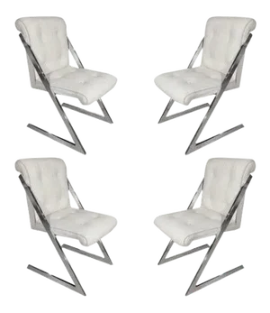 Mid-Century Chairs in Chrome and Linen - Set of 4