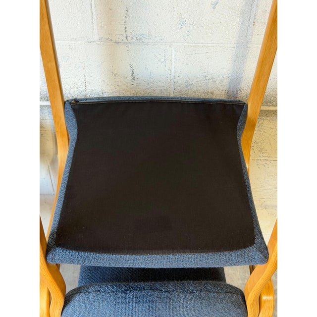 Set of 4 Vintage Danish Beechwood Armchairs – Mid-Century Modern Dining Chairs With New Blue Upholstery For Sale - Image 11 of 11