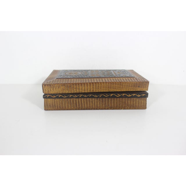 Wood Vintage Hand Carved Wood Folk Art Trinket or Jewelry Box For Sale - Image 7 of 12