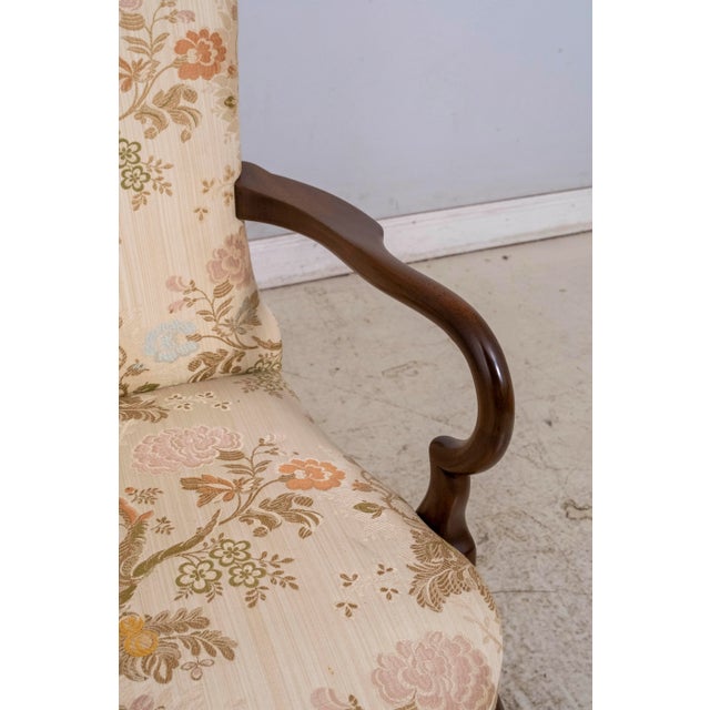 Brown 1970s Pair Kittinger Queen Anne Mahogany Upholstered Armchairs For Sale - Image 8 of 18