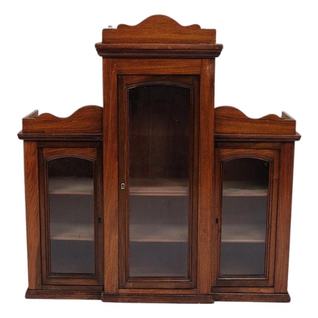 Wall-Hung Display Cabinet in Hand Polished Mahogany, 1890s For Sale