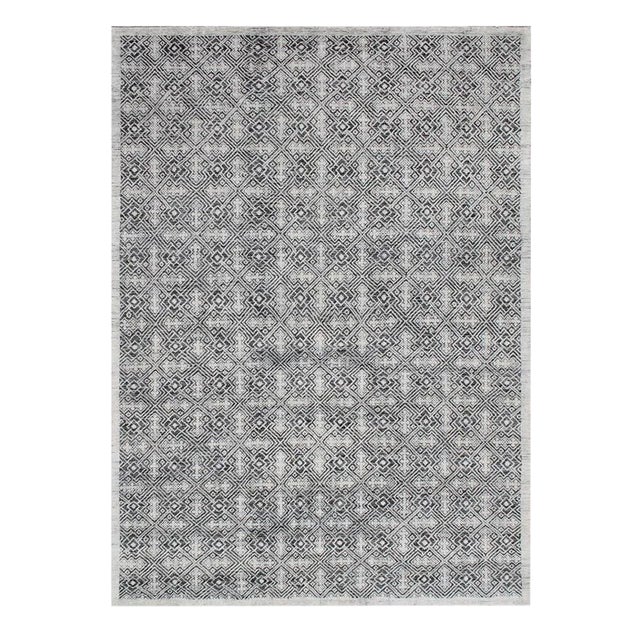 Modern Hand Knotted Wool & Viscose Rug- 8′ × 9′11″ For Sale