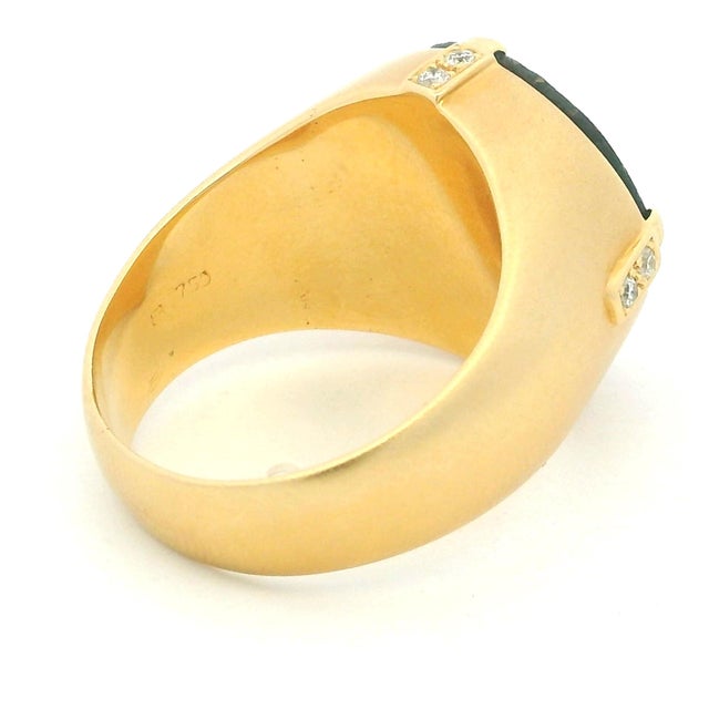 1980s Vintage Italian 18k Gold Diamond Intaglio Ring by Bastian Bros, Size 10 For Sale - Image 5 of 13