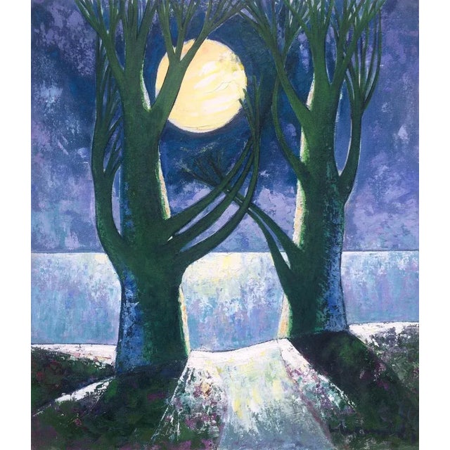 Modern Laimdots Murnieks, Moonlight, 1996, Oil on Cardboard For Sale - Image 3 of 3