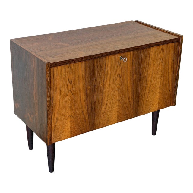 Vintage Danish Rosewood Cabinet by Ps System - Mid Century Modern Drop-Front Storage Bar 1960s For Sale