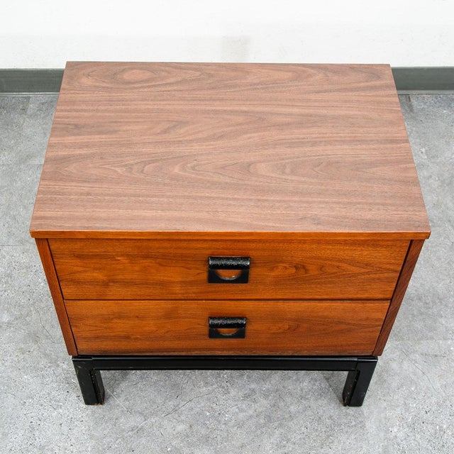 1960s Mid Century Modern Nightstand End Side Table Dixie Drawer Vintage Walnut Danish For Sale - Image 5 of 10