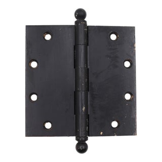 Vintage Brass 5 X 5 In. Black Ball Tip Butt Door Hinge For Sale