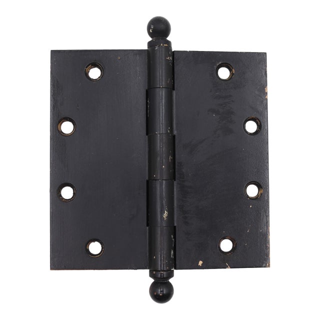 Vintage Brass 5 X 5 In. Black Ball Tip Butt Door Hinge For Sale