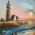 Vintage Seascape Lighthouse Sunset on the Beach Oil Painting on Canvas by M . Gartland For Sale In Chicago - Image 6 of 12