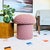 A handmade mushroom shaped ottoman, upholstered in a dotted wool blend "Petal Pink" fabric. Perfect for using as a...