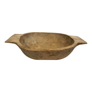 1920's Vintage French Hand Carved Wood Dough Bowl For Sale