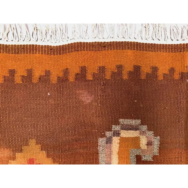 Large Vintage Moldovan Wool Square Kilim Rug For Sale - Image 4 of 11