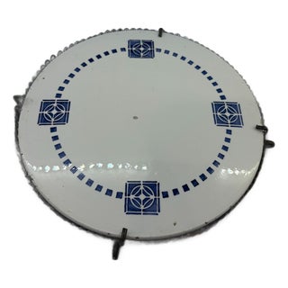 Antique German Art Deco Porcelain Round Trivet Tile For Sale