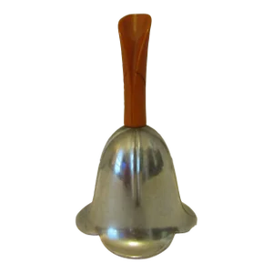 1920s Art Deco Chase Chrome Floriform Dinner Bell With Butterscotch Bakelite Handle