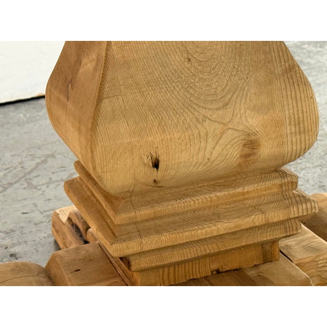 Timothy Oulton for Restoration Hardware Salvaged Wood Trestle Round Dining Table, Diam. 60.5 Inches For Sale - Image 10 of 12