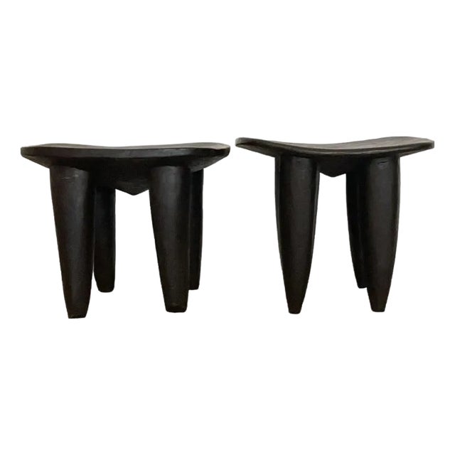 Vintage Boho Carved Senufo Stools - Set of 2 For Sale