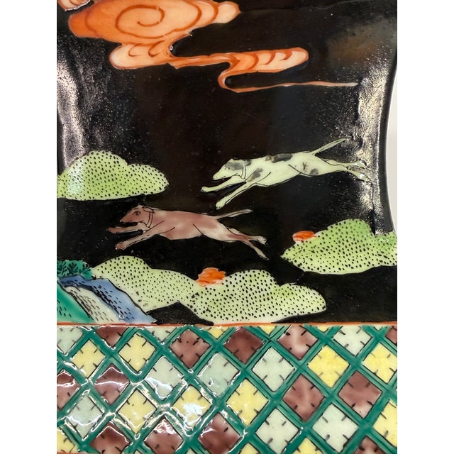 1980s Chinese Famille Noire Square Vase Lamp For Sale - Image 11 of 16