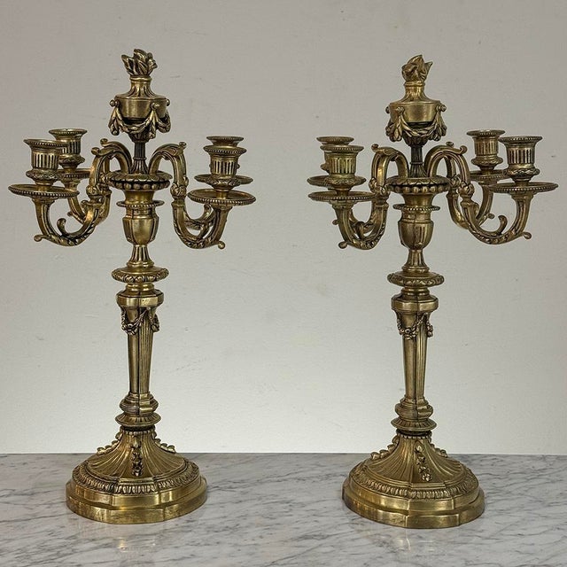Pair of French Napoleon III Period Louis XVI Bronze Candelabra For Sale In Dallas - Image 6 of 18