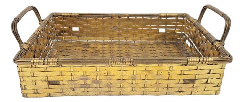 Vintage France Regency Style Woven Brass Bread Basket, 1960s