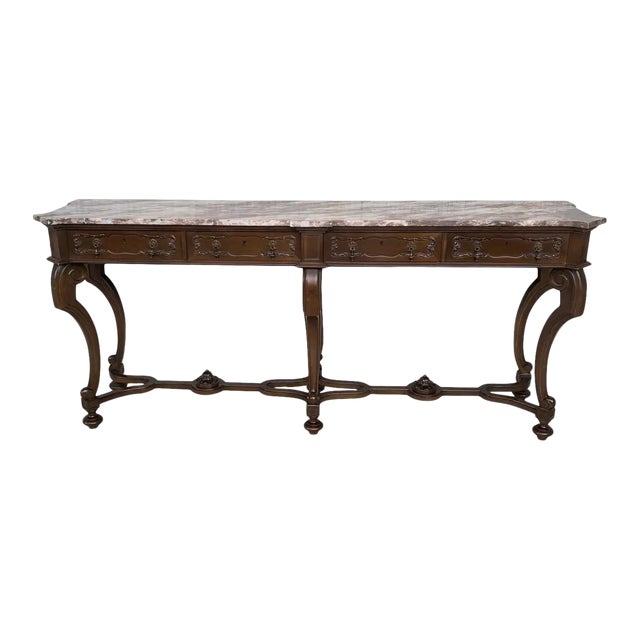 20th Century Neoclassical Revival Marble Top Console Table For Sale