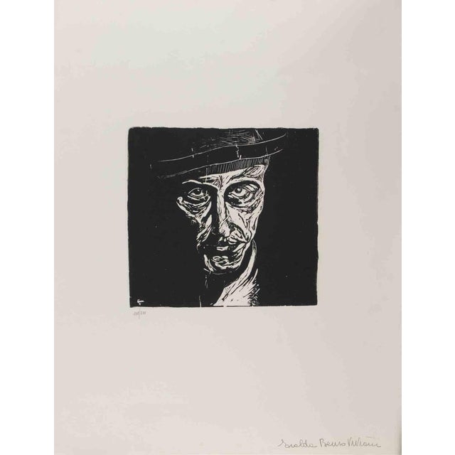 Portrait is an woodcut print realized after Giuseppe Viviani (1989-1965). Hand signed with pencil "Erolda Benso Viviani"...