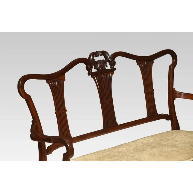 Carved Mahogany Framed Settee, 1890s For Sale - Image 5 of 9