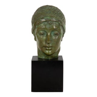 Rare American Bronze Sculpture Bust of “Unknown Woman” by Malvina Hoffman For Sale