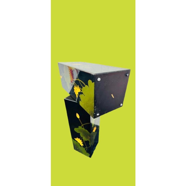 Vintage Asian Floral Lacquer Pedestals - a Pair For Sale - Image 10 of 12