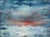 Dynamic seascape featuring a a deep orange sunset glow peaking through dark storm clouds over crashing waves by Vasil...