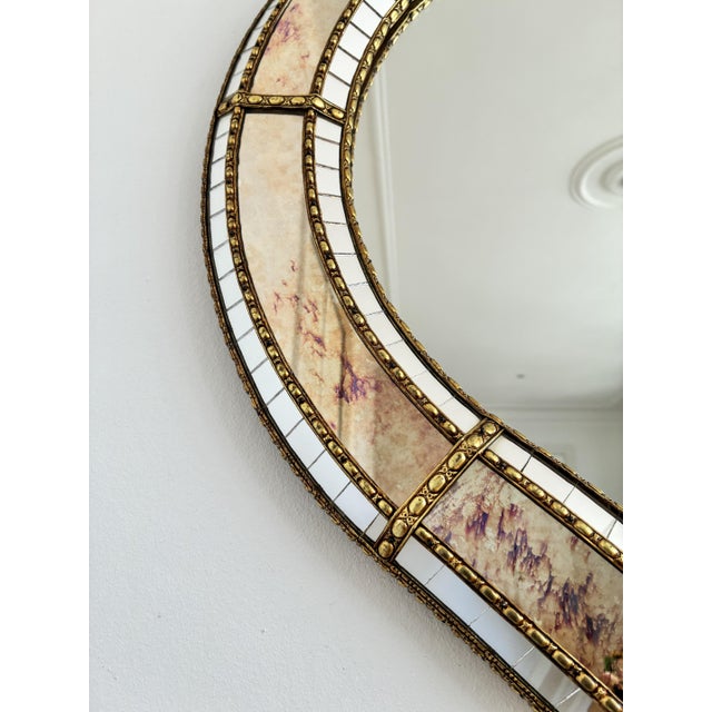 Hollywood Regency Large Vintage Spanish Venetian-Style Wall Mirror, Brass, 1980s Hollywood Regency For Sale - Image 3 of 12