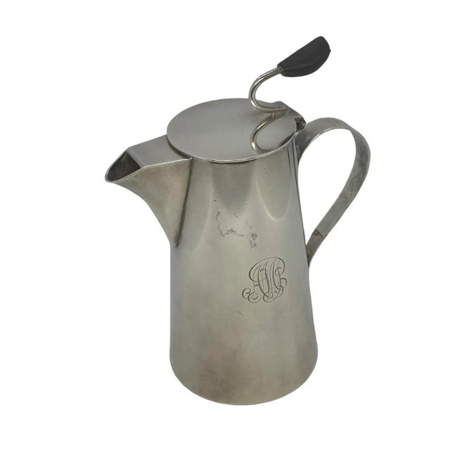 Vintage 1930’s English Art Deco Asprey & Co. Silver Plate Hot Milk/Water Jug With Monogram For Sale In Washington DC - Image 6 of 12