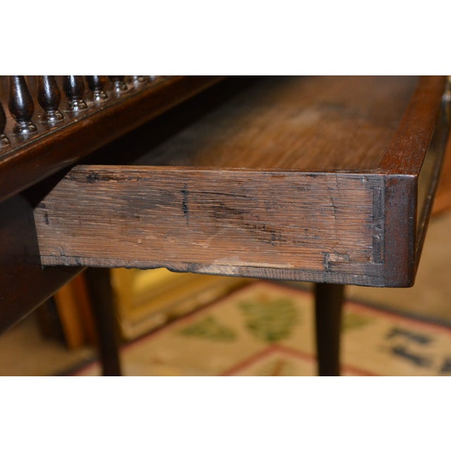 Vintage Chippendale Style Mahogany Console / Hall / Sofa Table W/ Divided Gallery Edge & Drawer For Sale - Image 13 of 18
