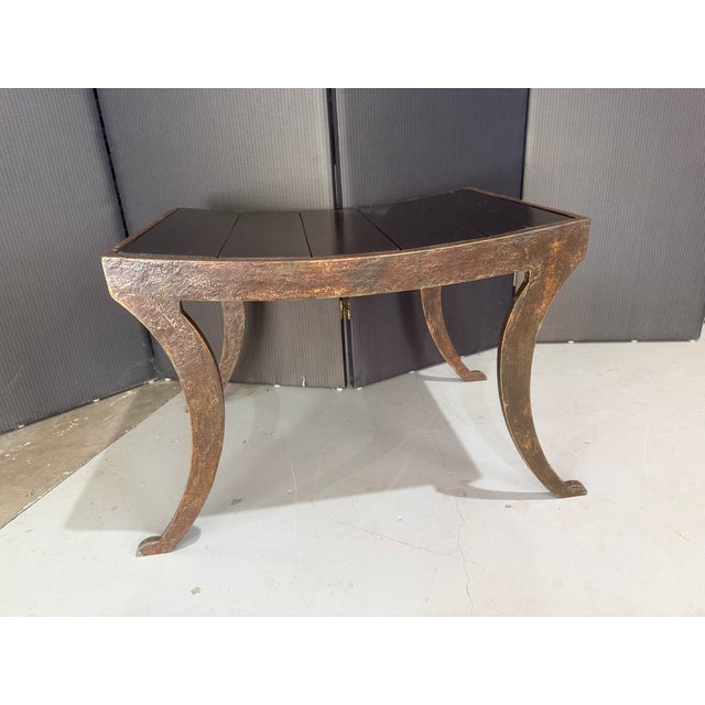 This Cast Bronze Bench with flared Romanesque legs, is rather sculptural as it is stylish. The wood slats add a lovely...