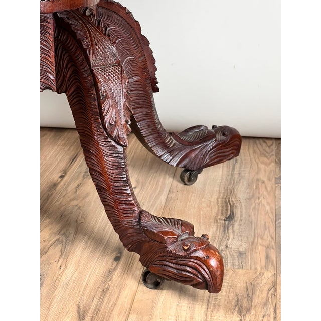 Antique American Empire Drop Leaf Table With Great Eagle Carved Feet C. 1840 For Sale - Image 9 of 13