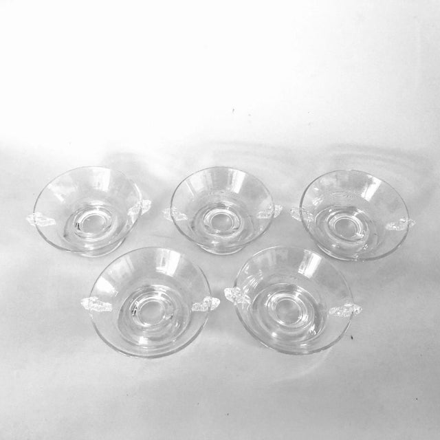 Mid-Century Modern Vintage Clear Glass Dessert /Berry Bowls Set of 5 For Sale - Image 3 of 7