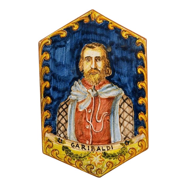 Garibaldi's Portrait Majolica, Ceramic, Made in Italy For Sale
