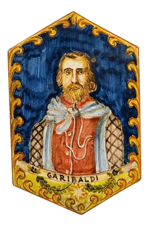 Garibaldi's Portrait Majolica, Ceramic, Made in Italy