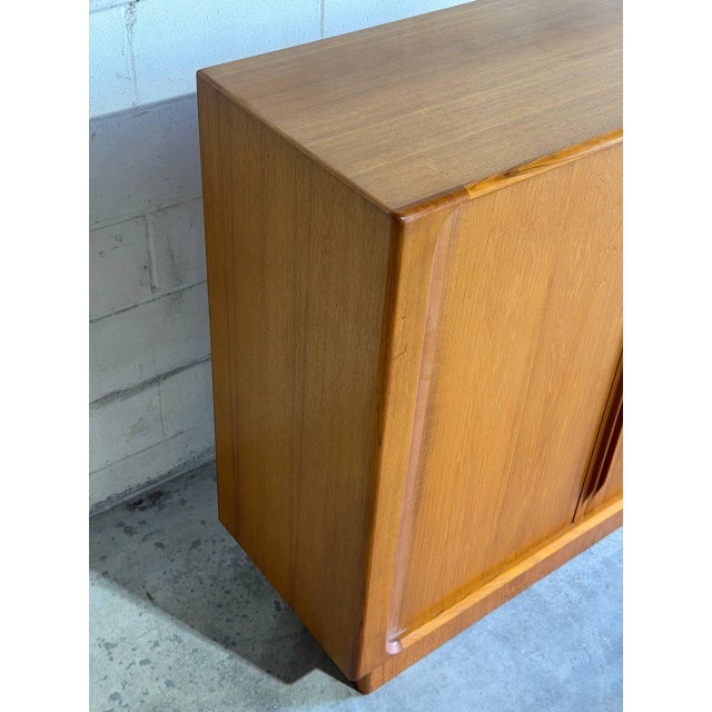 Brown Teak Tambour Door Highboy Dresser Cabinet by Bernhard Pedersen Denmark Mid-Century 1960s For Sale - Image 8 of 10