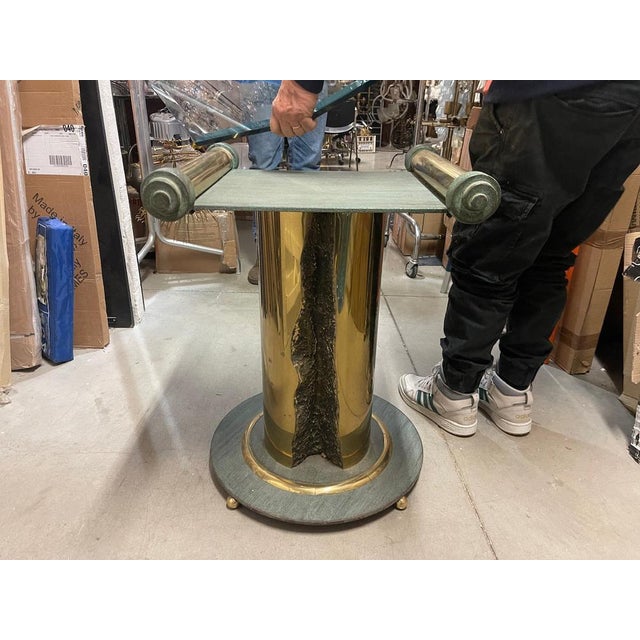 1970s Mid-Century Italian Crystal Brass Dining Table, 1970s For Sale - Image 5 of 18