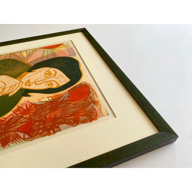 Irving Amen Vintage 1965 Mid Century Modern " Summer " Limited Edition Framed Hand Signed Original Fine Art Woodcut Print For Sale - Image 12 of 18