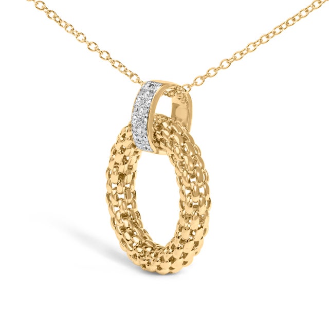 Haus of Brilliance Gold Vermeil 1/10 Cttw Diamond Bold Pendant Necklace For Sale - Image 4 of 4