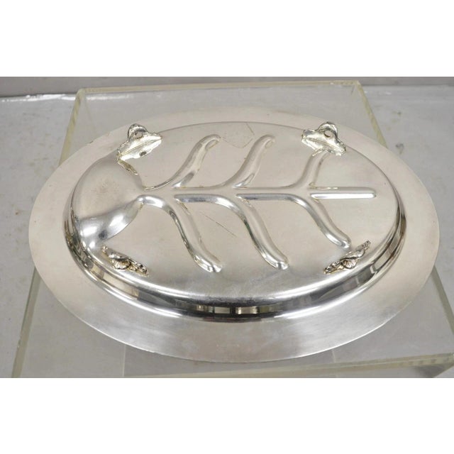 Vintage English Regency Silver Plated Oval Meat Cutlery Serving Platter Tray For Sale - Image 11 of 11