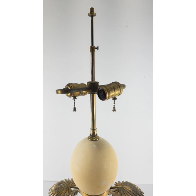 Victorian Silverplated Brass Palm and Ostrich Egg Table Lamp For Sale - Image 11 of 13