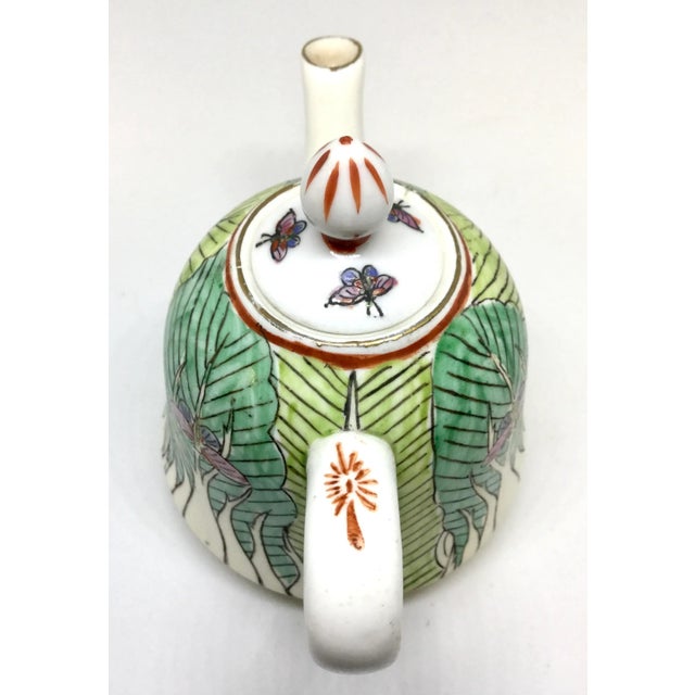 Chinese Porcelain Hand Painted Tobacco Leaf Teapot For Sale - Image 11 of 13