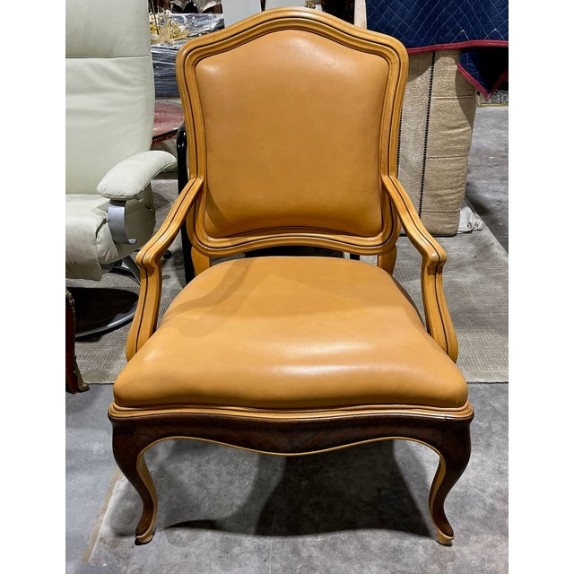 1990s Pair of William Switzer Louis XV Leather Armchairs For Sale - Image 12 of 18