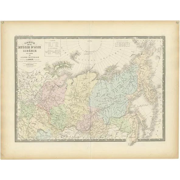 Antique Map of Siberia by Levasseur, 1875 For Sale