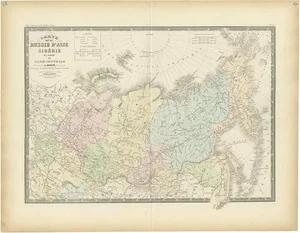 Antique Map of Siberia by Levasseur, 1875