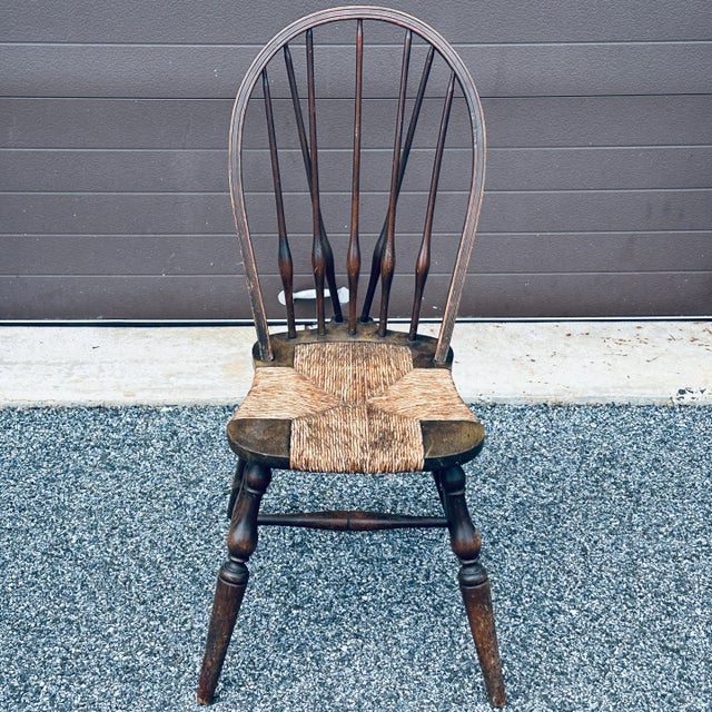 Antique John Wanamaker New York Windsor Chair With Rush Seat