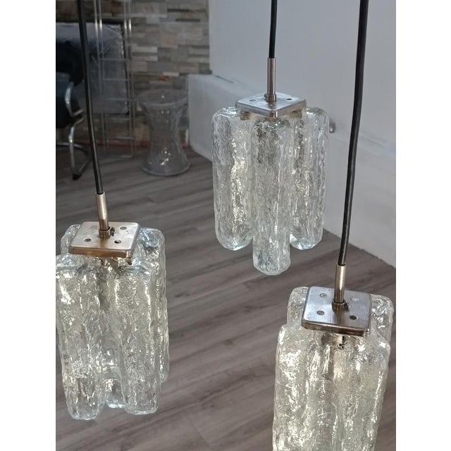 Granada Hanging Lamp in Ice Glass attributed to J. T. Kalmar for Kalmar Franken KG, 1970s For Sale - Image 4 of 11
